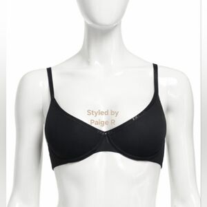 💕NWT SKIMS Cotton Logo Unlined Underwire Demi Bra Black SOOT 34D